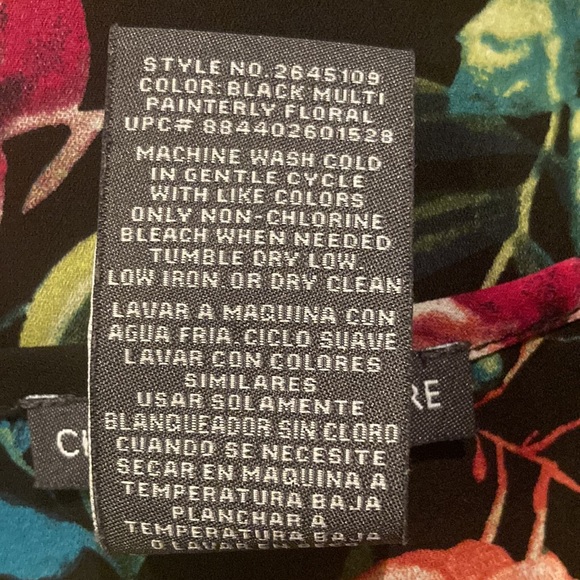 Chelsea & Theodore Black Floral Print Top Size Medium - Picture 8 of 12